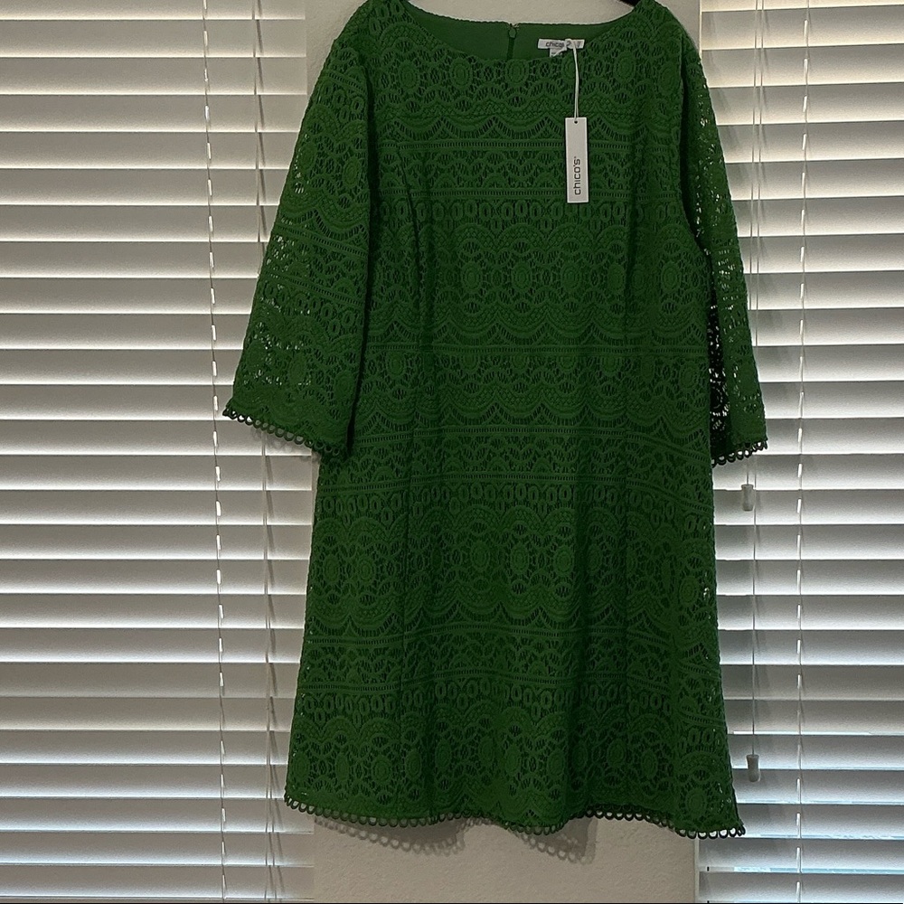 Chico's Vibrant Green Lace Dress - Picture 3 of 11